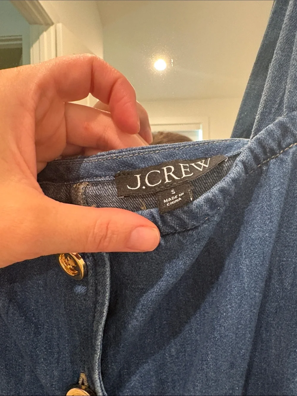 J. Crew Dark Blue Denim Button-Front Tank Mini Dress - S